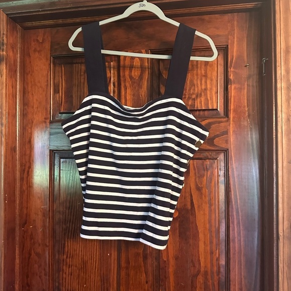 Ann Taylor Tops - Ann Taylor Navy and White Striped Tank Top